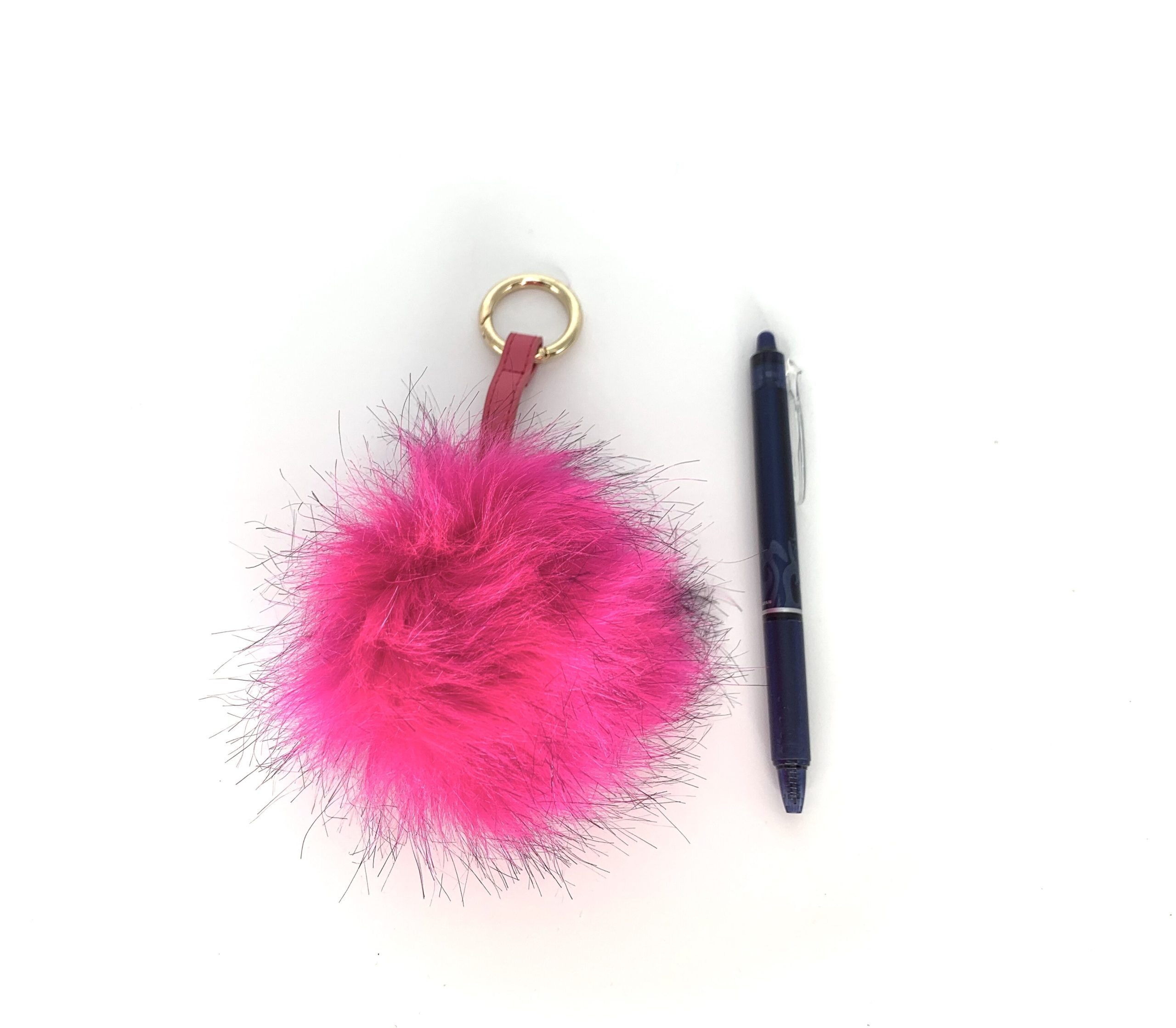 Accessories, Pink Puff Ball Key Chain